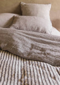 Housse de Couette en Lin Lavé Rayé Black/Milk