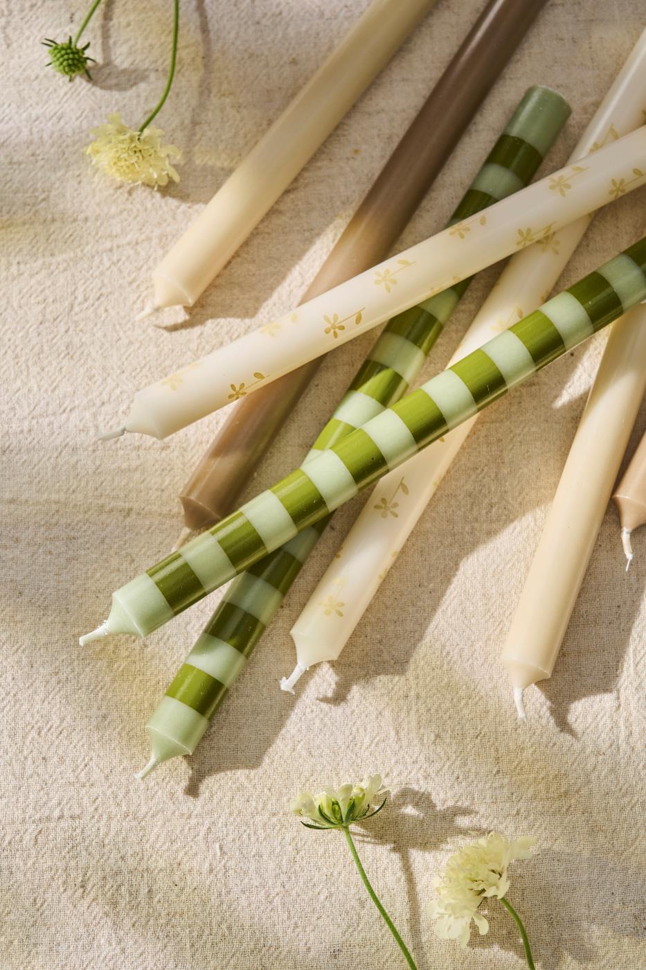 TAPER CANDLE OLIVE GREEN
