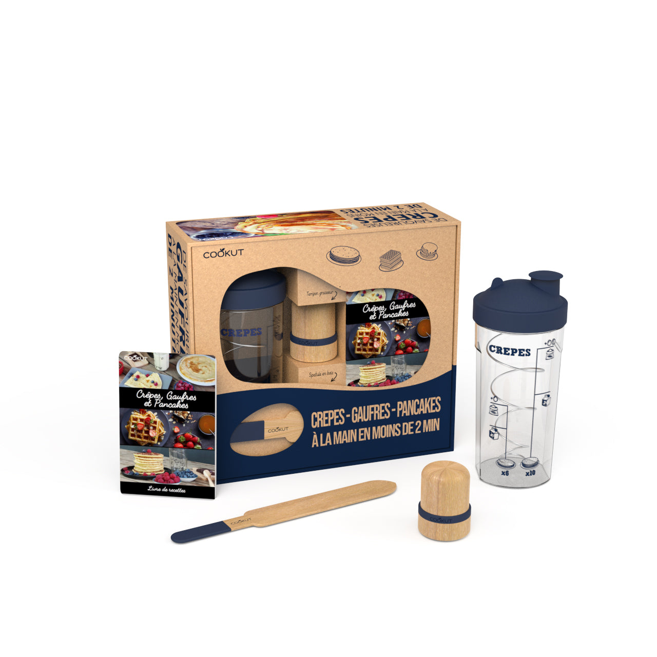Shaker, Tampon Huileur & Spatule Crêpes Myrtille