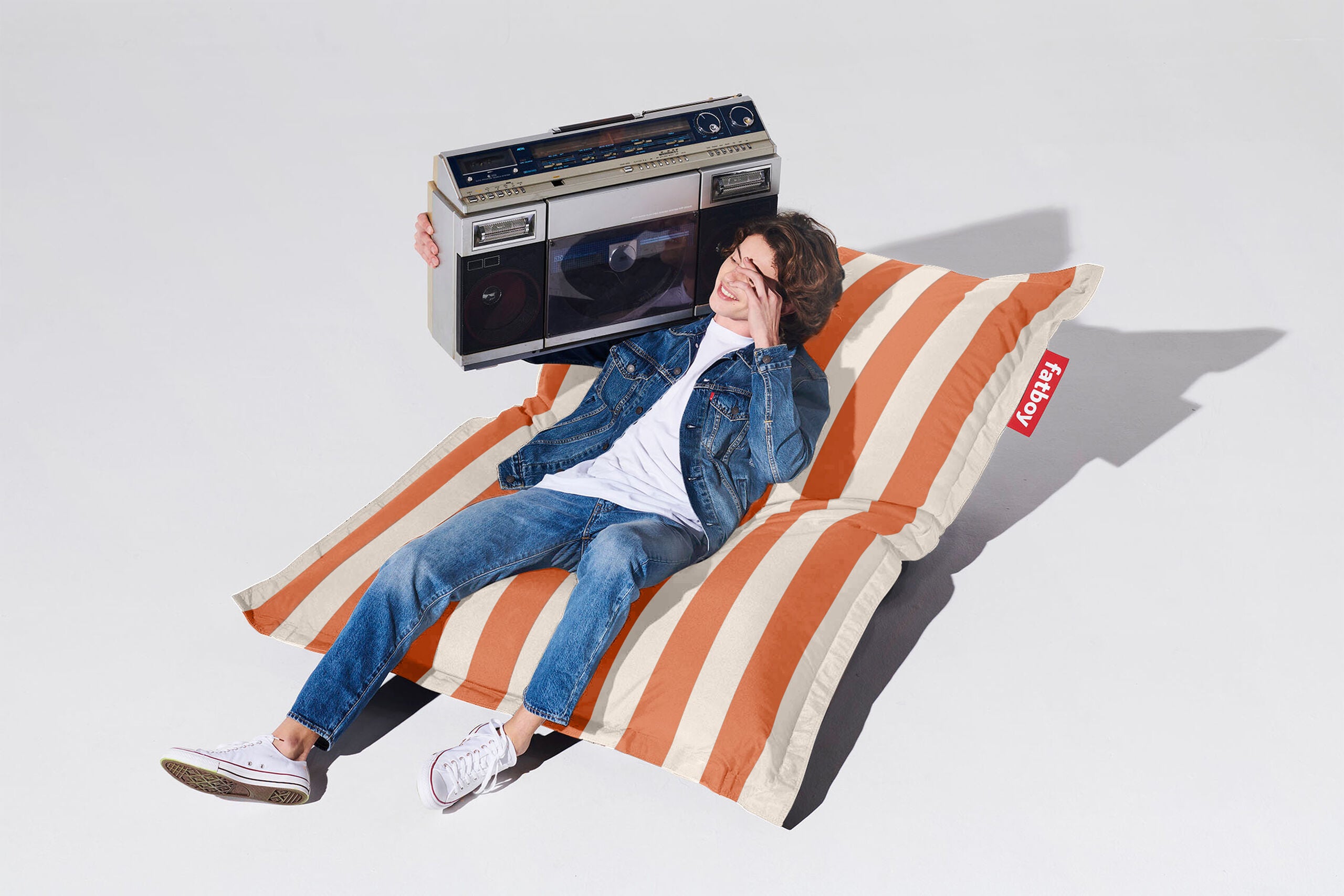 Coussin Outdoor Stripe Orange Crème