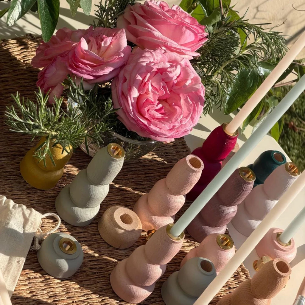 SET 3 BOUGEOIR BOIS NATUREL
