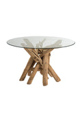 TABLE ROND BRCH BOIS/VERRE NATUREL